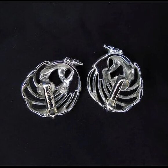 Vintage Coro Clipons Classic Clip Earrings Silvertone Earring Set - Picture 3 of 14